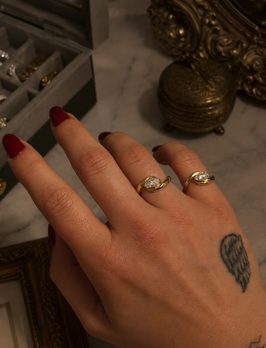 Kensington Marquise Moissanite Ring | Pinky Ring