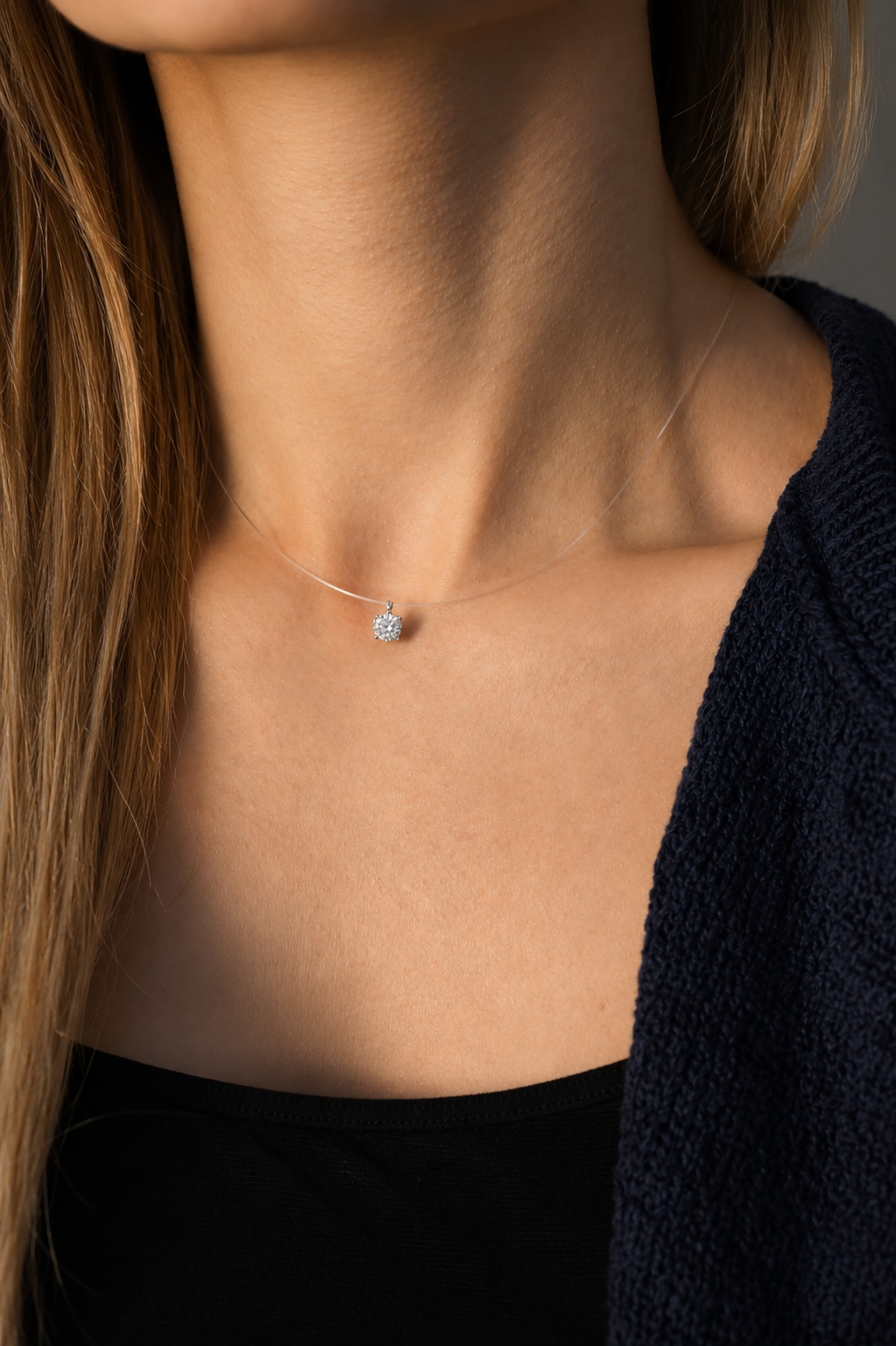 Majesty 5mm Moissanite Floating Necklace