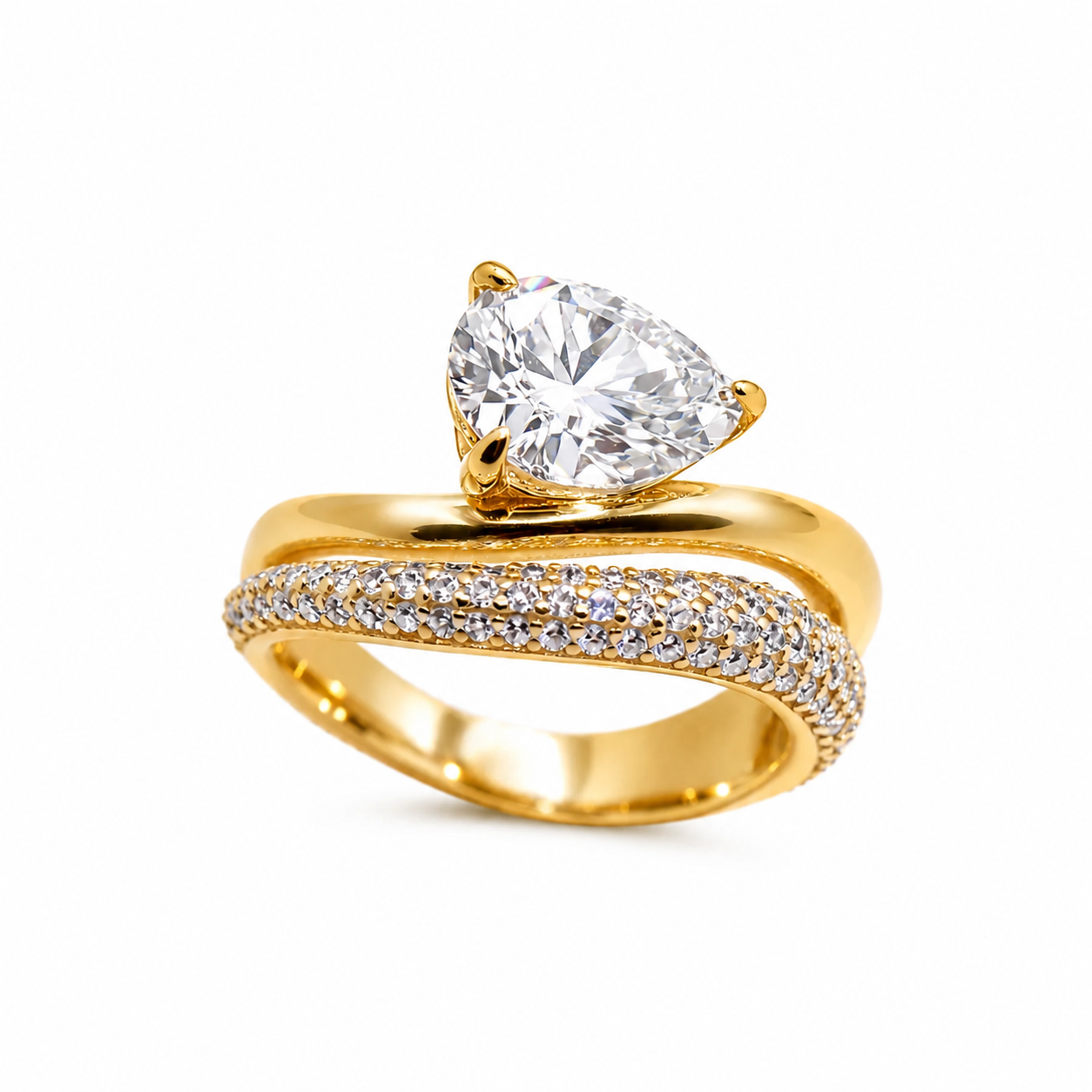 Dynasty Pear Moissanite Ring