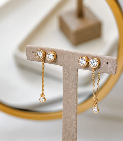 Sovereign Round Gold Moissanite Earrings
