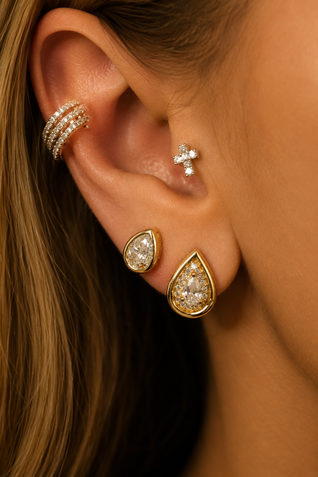 Victoria Pear Moissanite Earrings | 18k Gold
