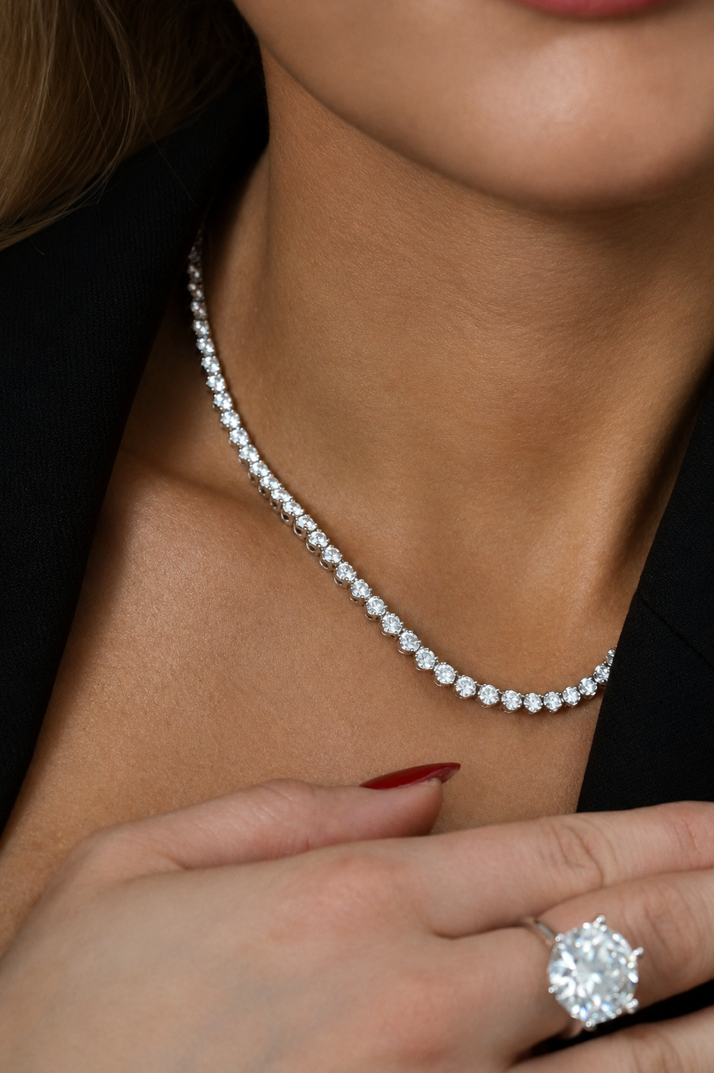 Classic 3mm Moissanite Riviera Necklace