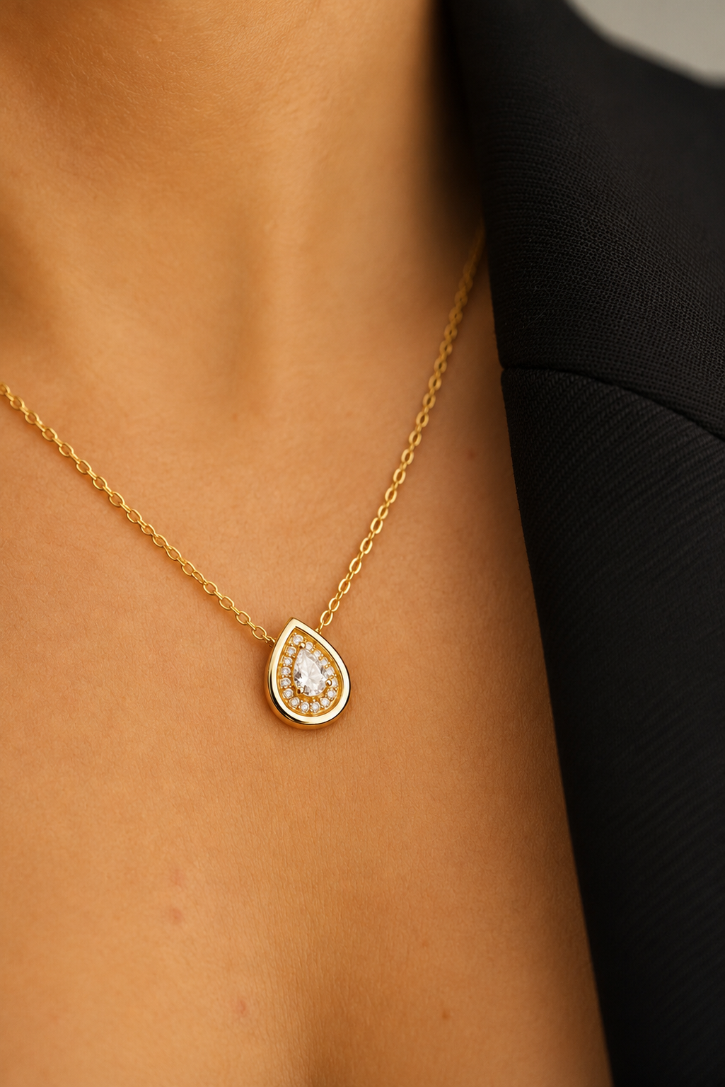 Victoria Pear Moissanite Necklace | 18k Gold Vermeil
