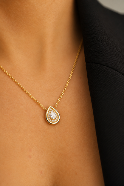 Victoria Pear Moissanite Necklace | 18k Gold Vermeil