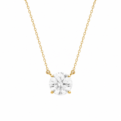 Majesty Solitaire Moissanite Necklace — 18k Gold