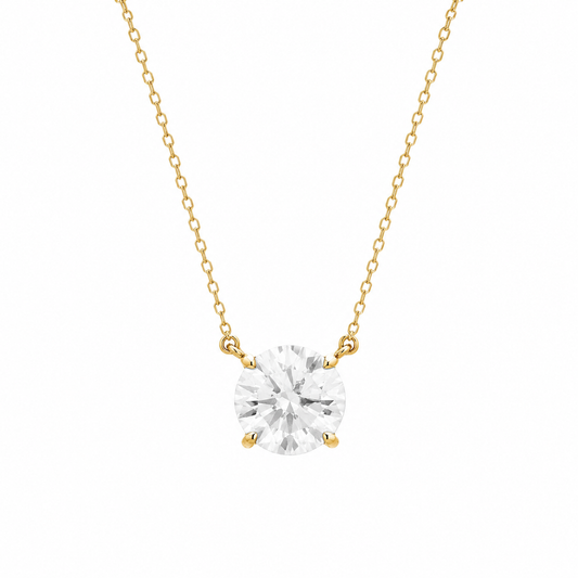 Majesty Solitaire Moissanite Necklace — 18k Gold