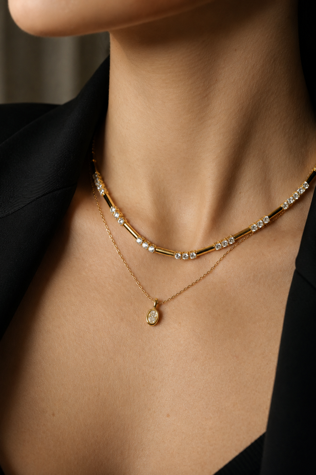 Knife-Edge Riviera Necklace | 18k Gold