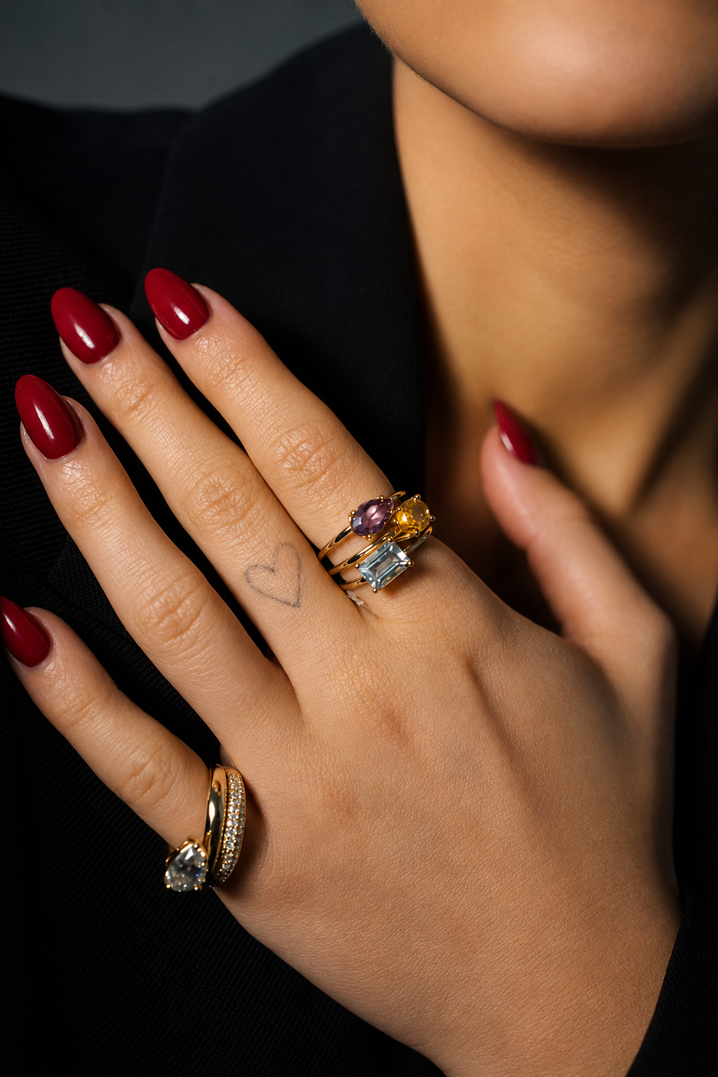 Trinity Natural Gemstone Ring
