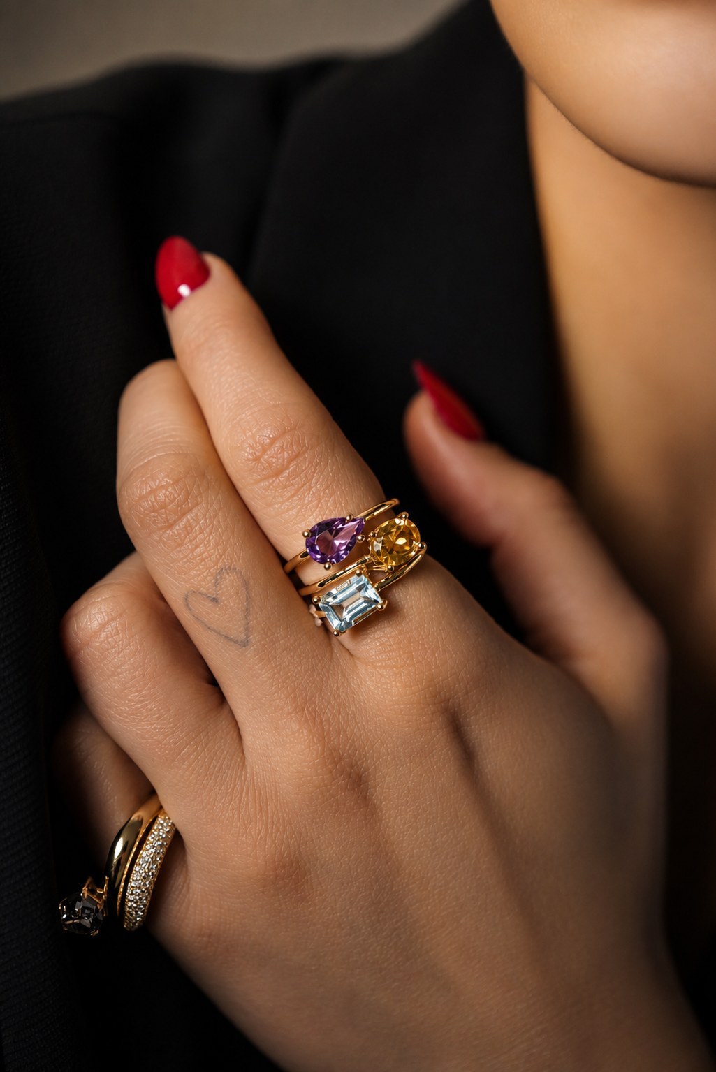 Trinity Natural Gemstone Ring