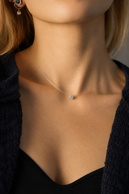 Majesty 5mm Moissanite Floating Necklace