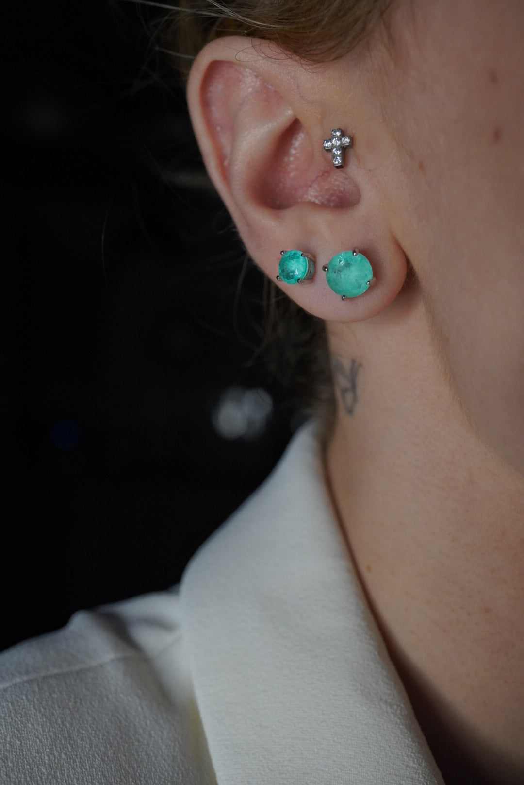 Chelsea 6mm Natural Colombian Emerald Studs