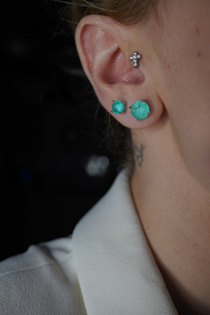 Chelsea 6mm Natural Colombian Emerald Studs