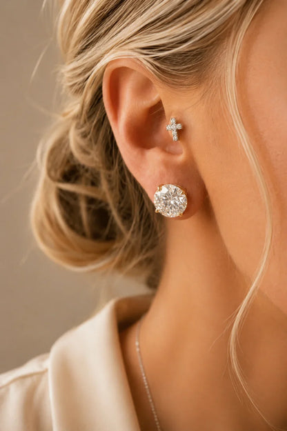 Majesty Solitaire Moissanite Studs — 11mm