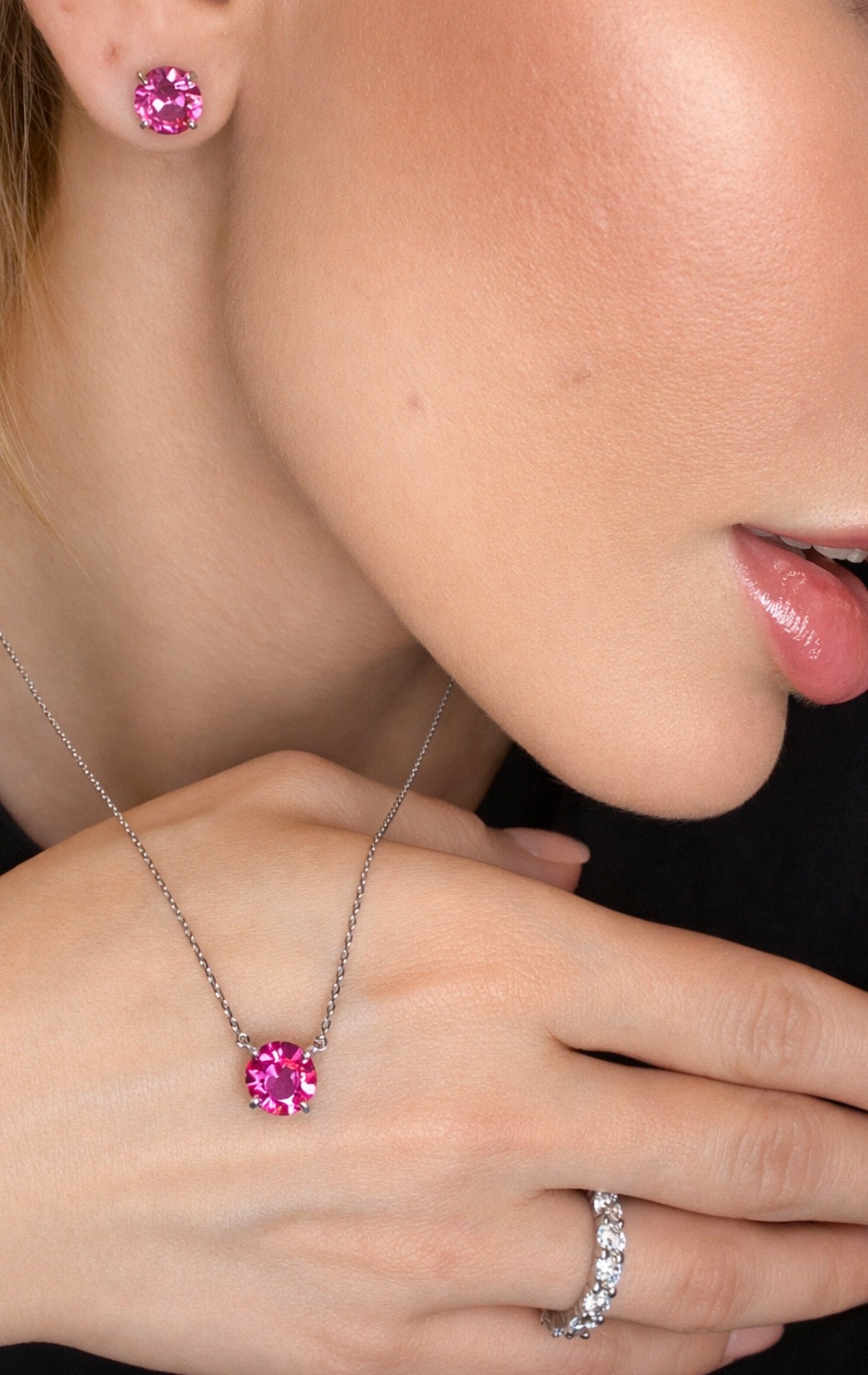 Chelsea 8mm Lab-Grown Pink Sapphire Necklace