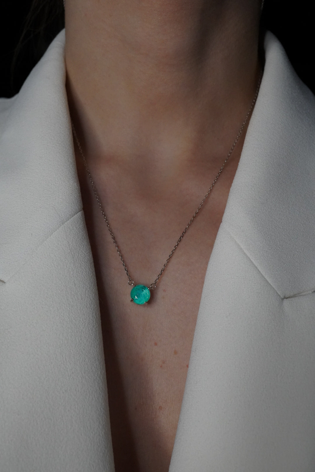 Chelsea 8mm Natural Colombian Emerald Necklace