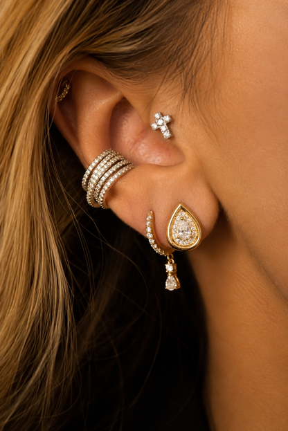 Victoria Pear Moissanite Earrings | 18k Gold