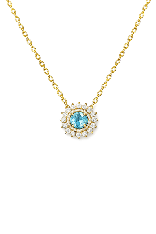 Gaia Soleil Natural Aquamarine Necklace | 18k Gold Vermeil