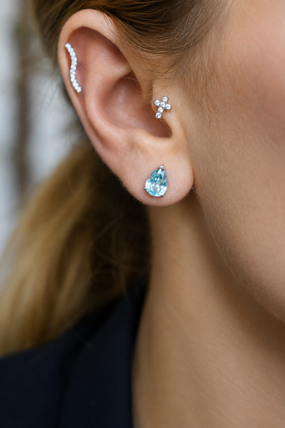 Gaia Pear Natural Aquamarine Earrings