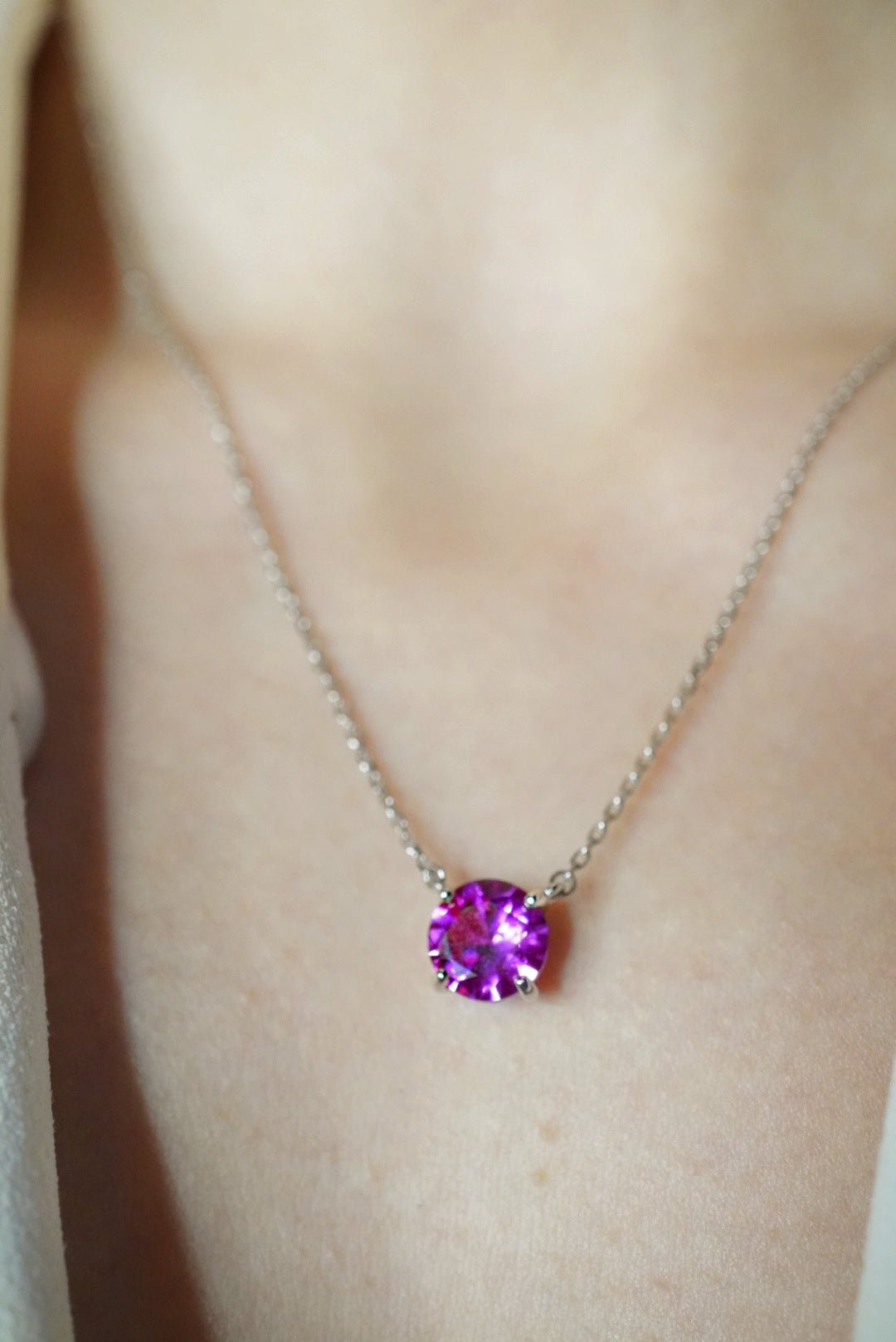 Chelsea 8mm Lab-Grown Pink Sapphire Necklace