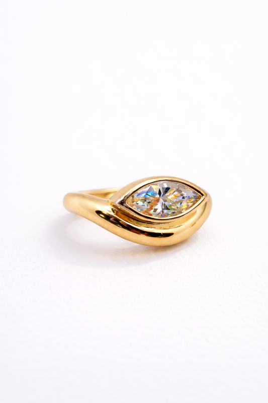 Dynasty Marquise Moissanite Pinky Ring | 18k Gold Vermeil