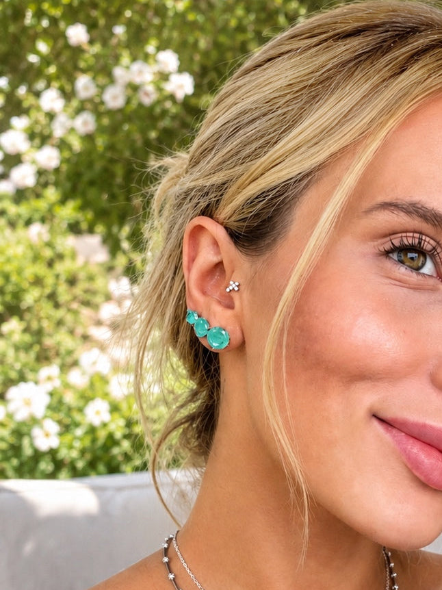 Chelsea 6mm Natural Colombian Emerald Studs