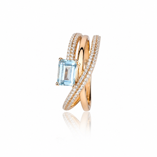 Serena Natural Aquamarine Ring | Moissanite