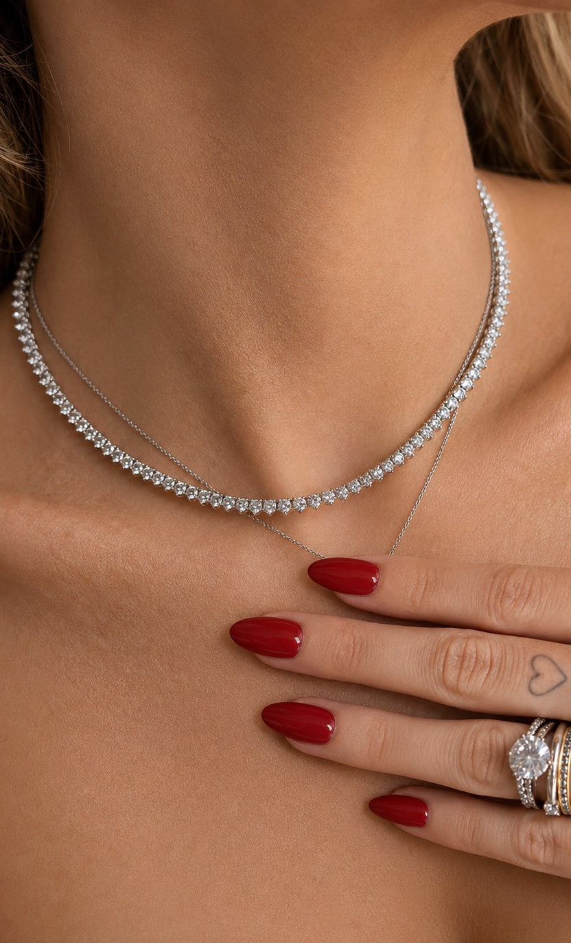 Anne 3mm Moissanite Riviera Necklace