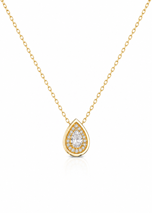 Victoria Pear Moissanite Necklace | 18k Gold Vermeil