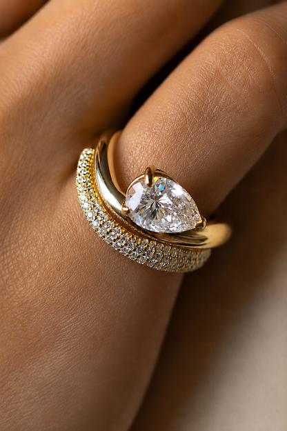 Dynasty Pear Moissanite Ring