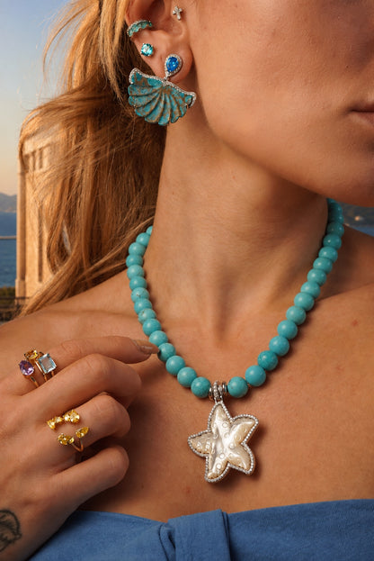 Mykonos Natural Turquoise Beaded Necklace