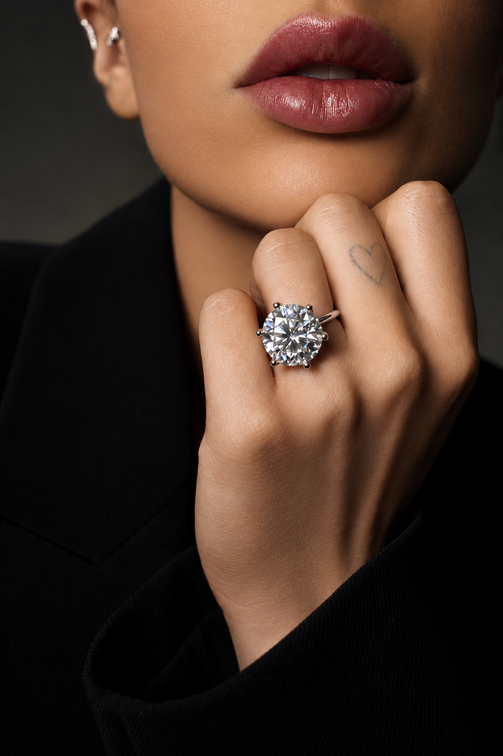 Sovereign 14mm Moissanite Solitaire Ring