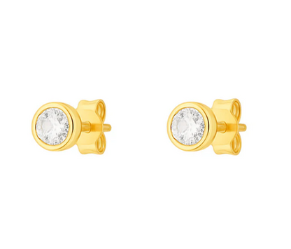 Sovereign Round Gold Moissanite Earrings