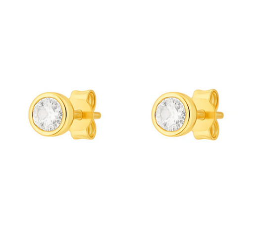 Sovereign Round Gold Moissanite Earrings