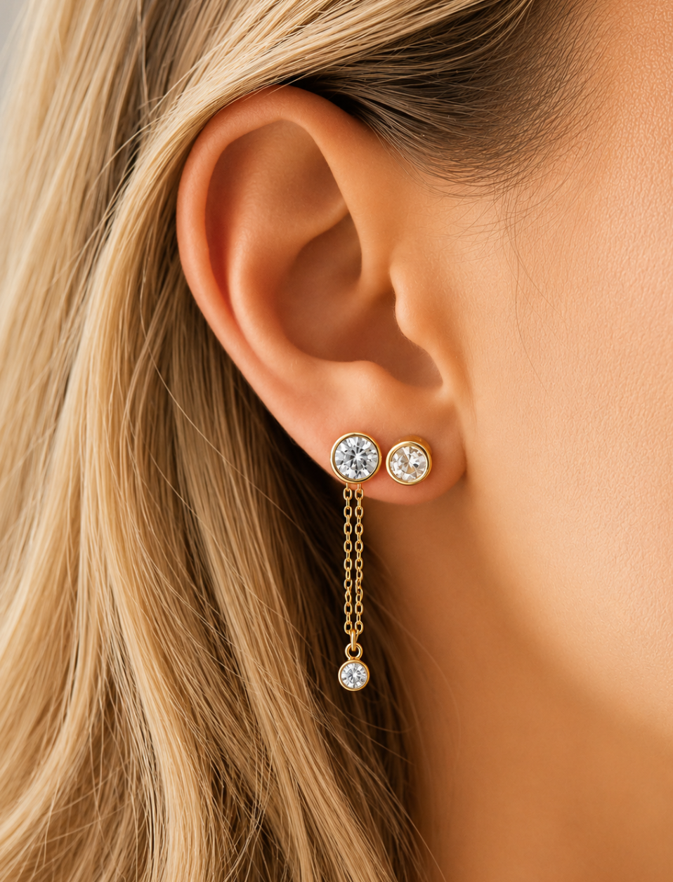 Sovereign Round Gold Moissanite Earrings