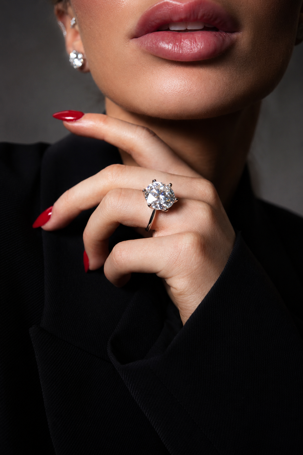 Sovereign 14mm Moissanite Solitaire Ring