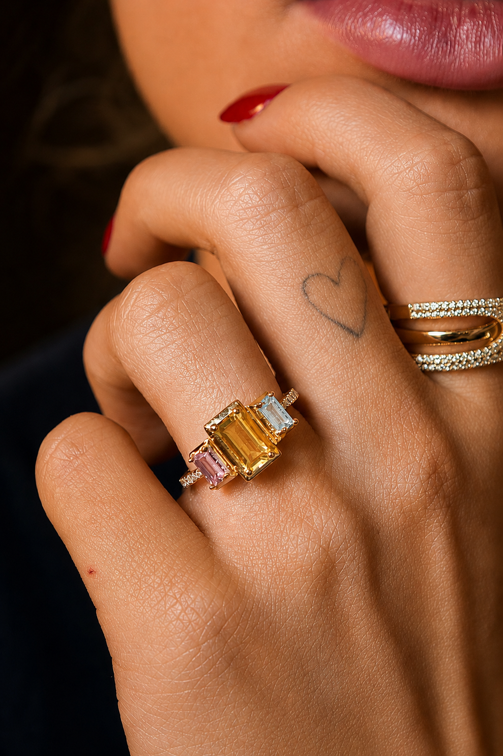 Trinity Lumière Natural Gemstone Ring
